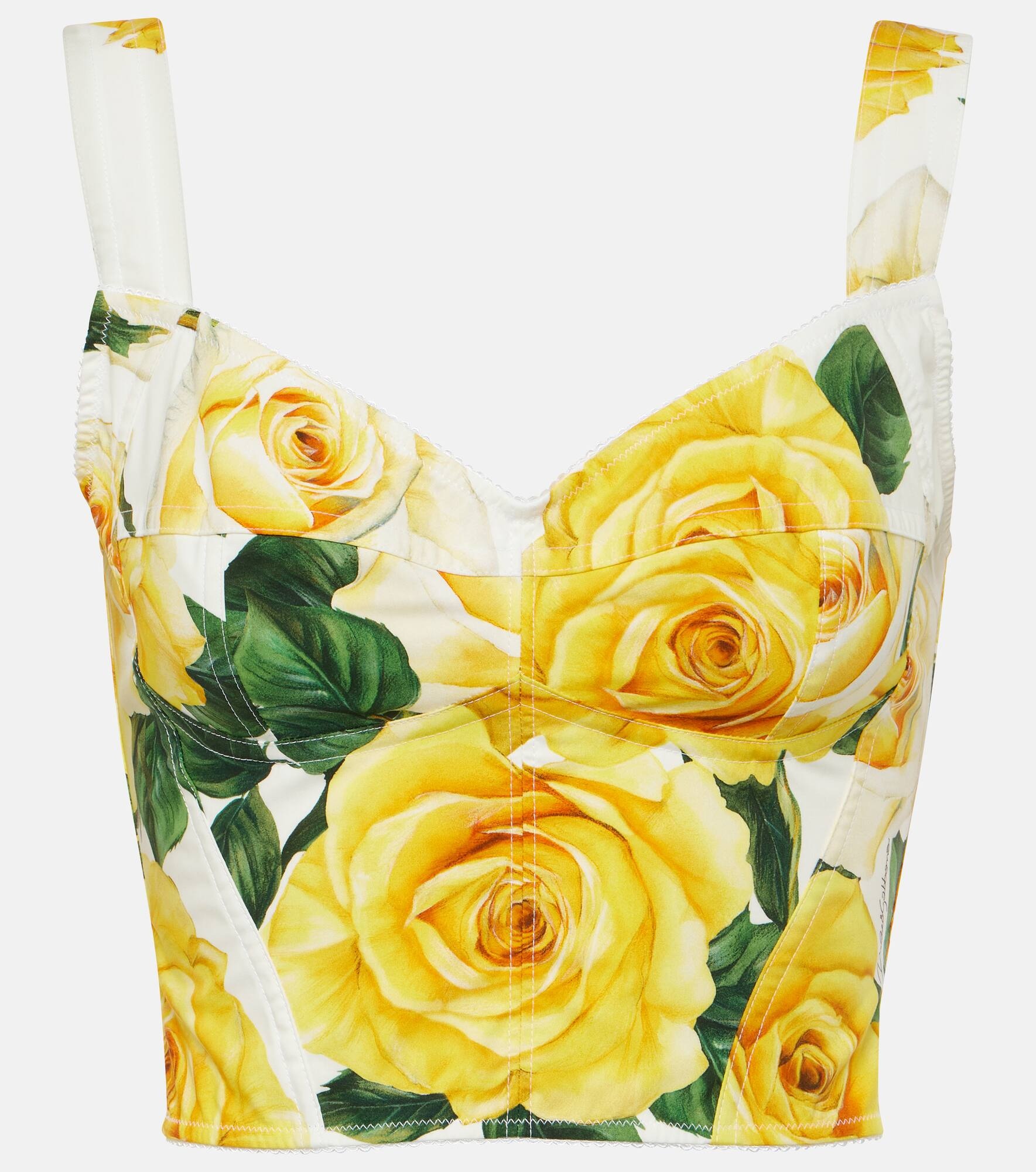 Floral cotton-blend crop top - 1