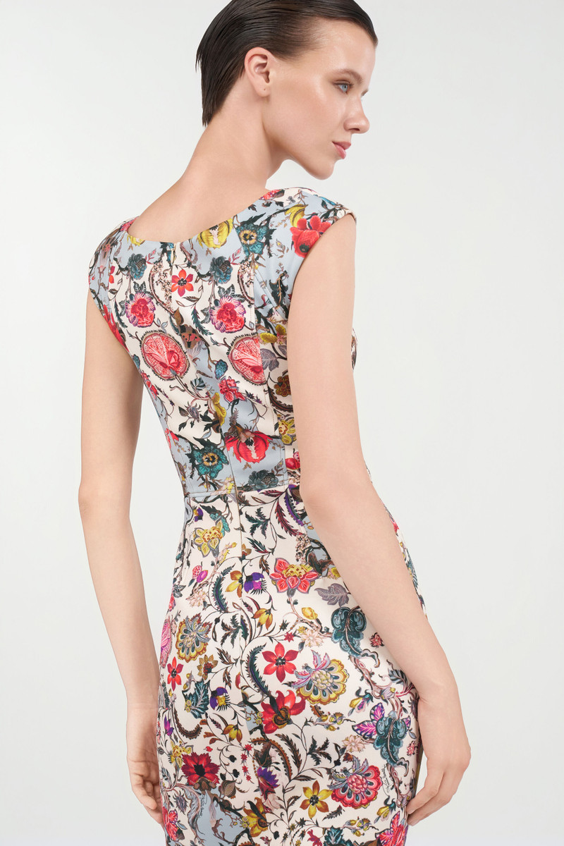 Sheath Dress with Florentine Flowers Print 7