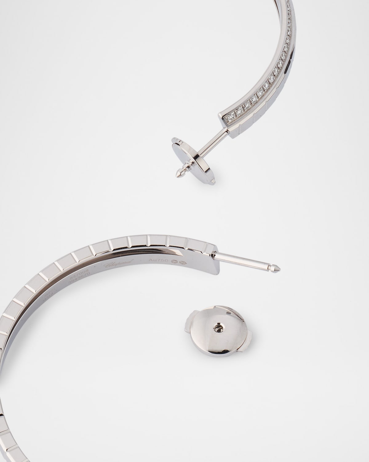Ice Cube 18K White Gold Diamond Hoop Earrings - 4