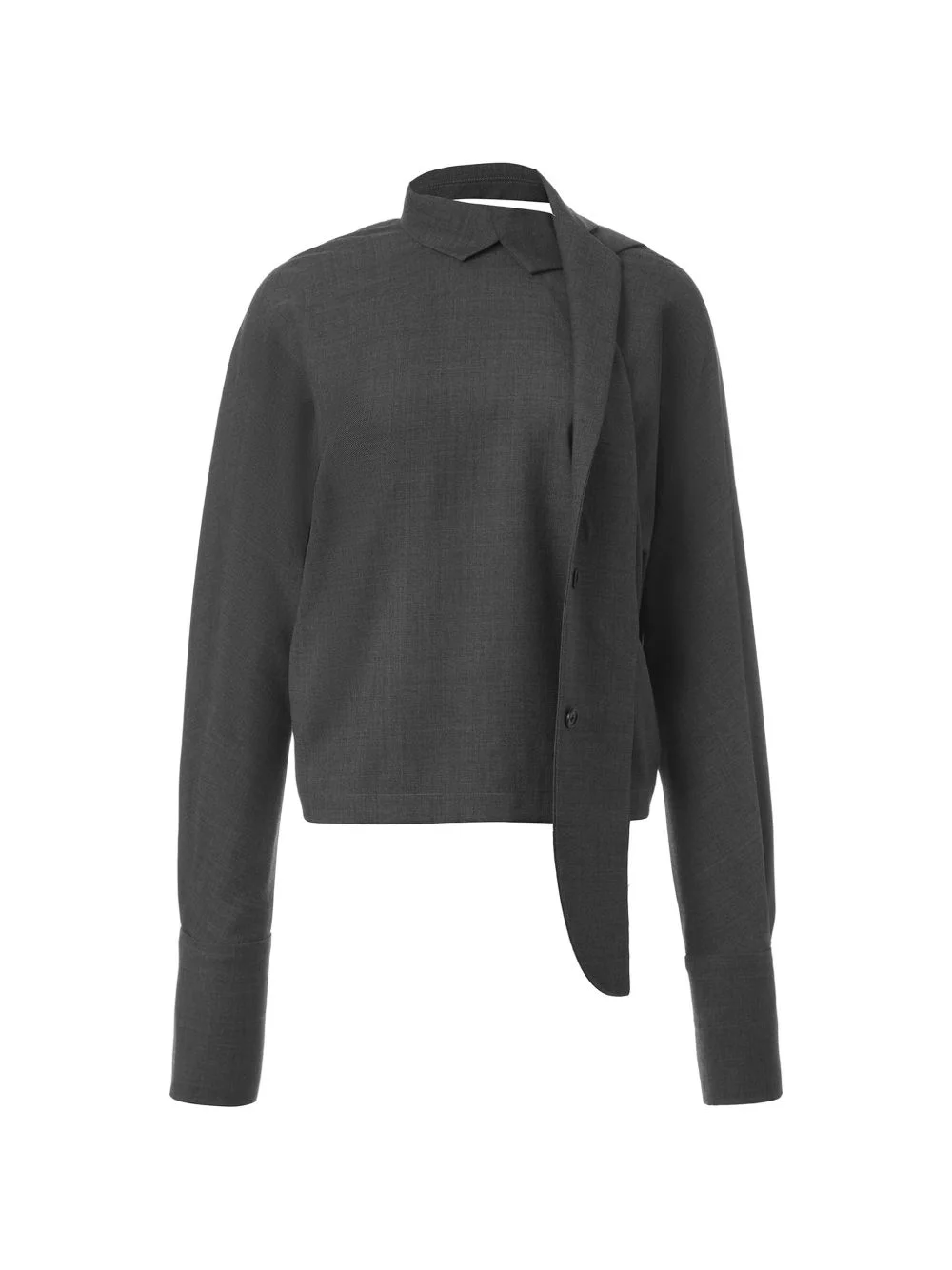 scarf-collar long-sleeve blouse - 1