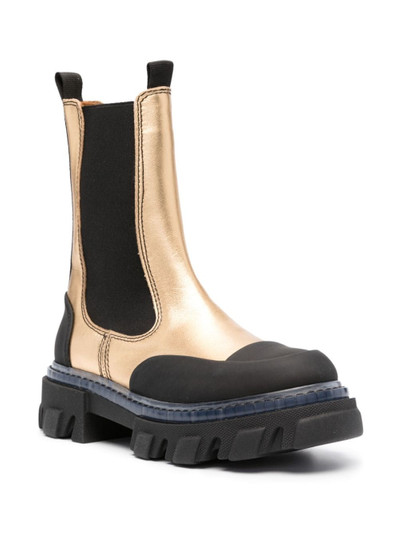 GANNI metallic-leather chunky Chelsea boots outlook