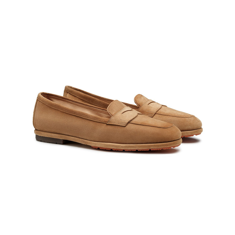 Women's beige suede Carla Driver penny loafer 3
