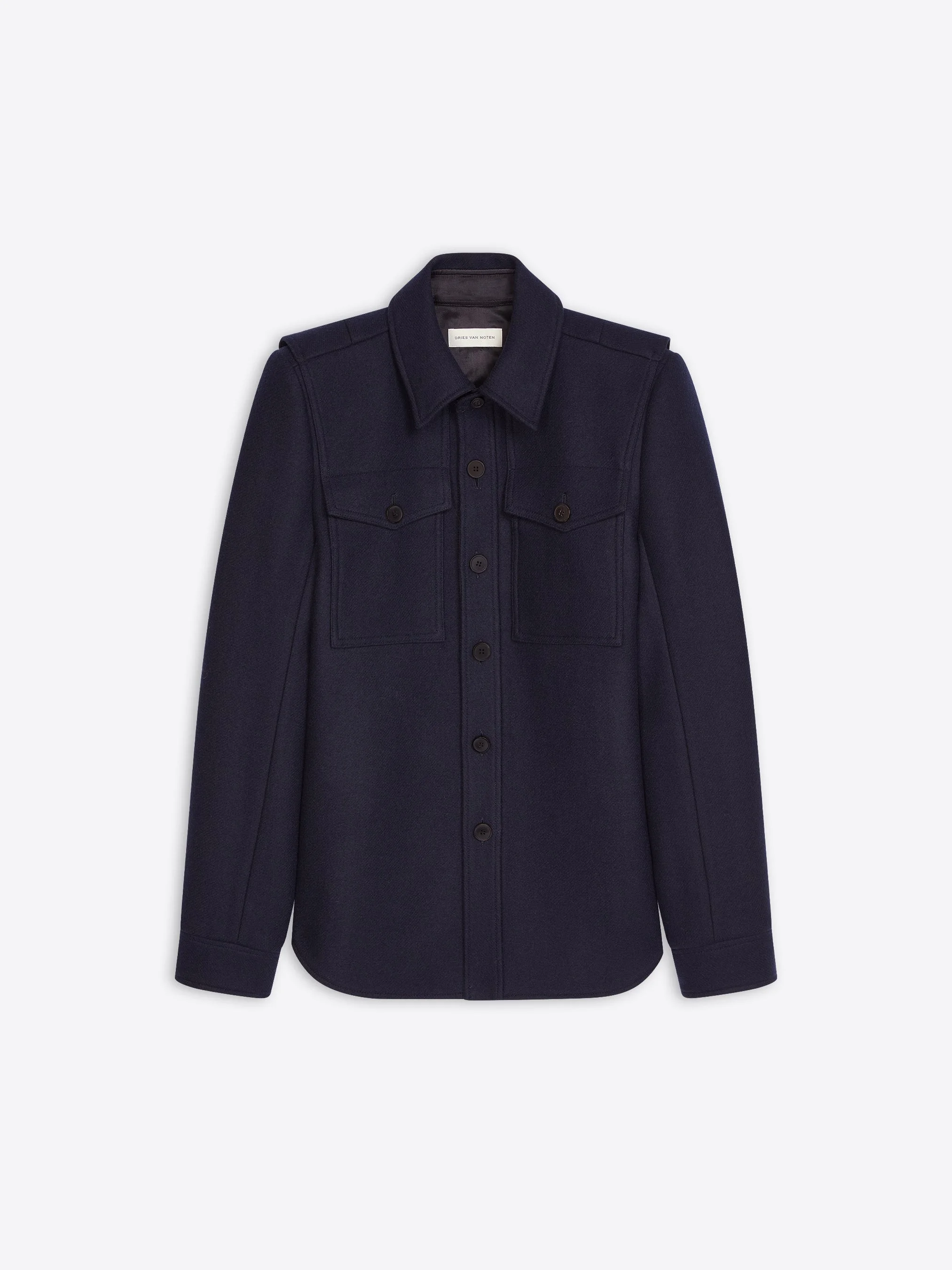 CONSTRUCTED WOOL OVERSHIRT - 1