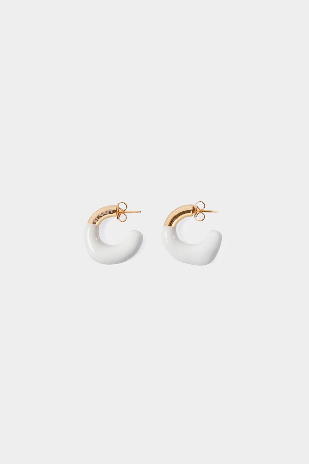 MINI RUBBERIZED EARRINGS GOLD / white - 1