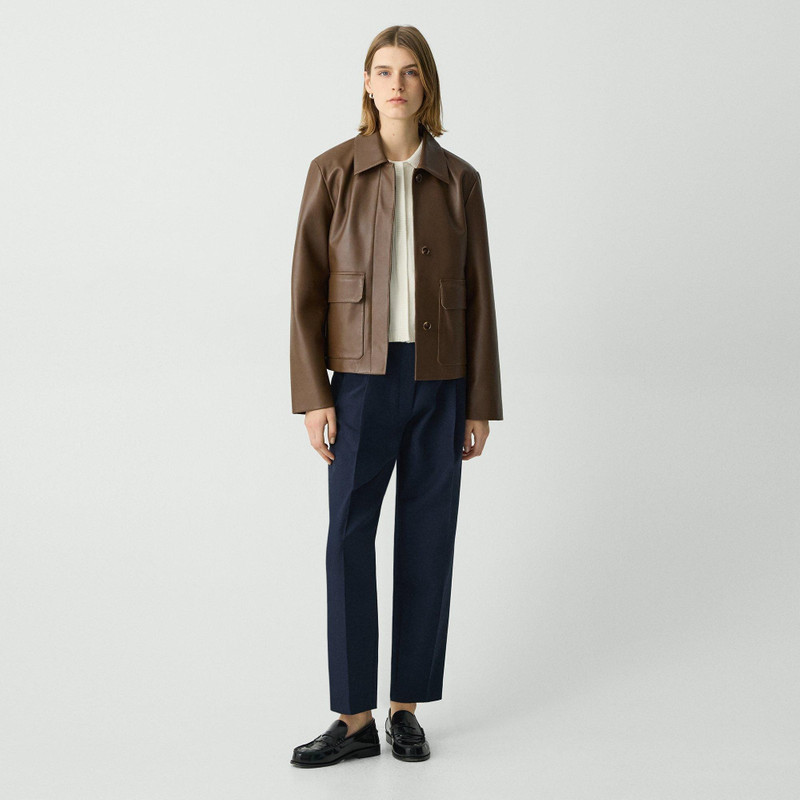 Theory Boxy Jacket in Leather outlook