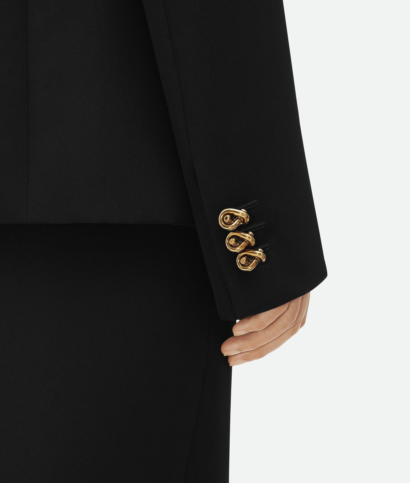 Wool Twill Jacket With Knot Buttons - 5