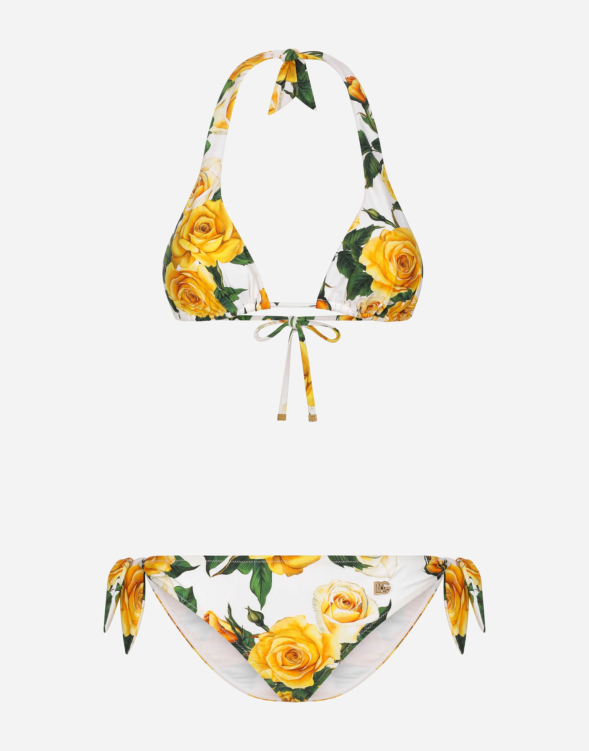 Triangle bikini with yellow rose print - 1