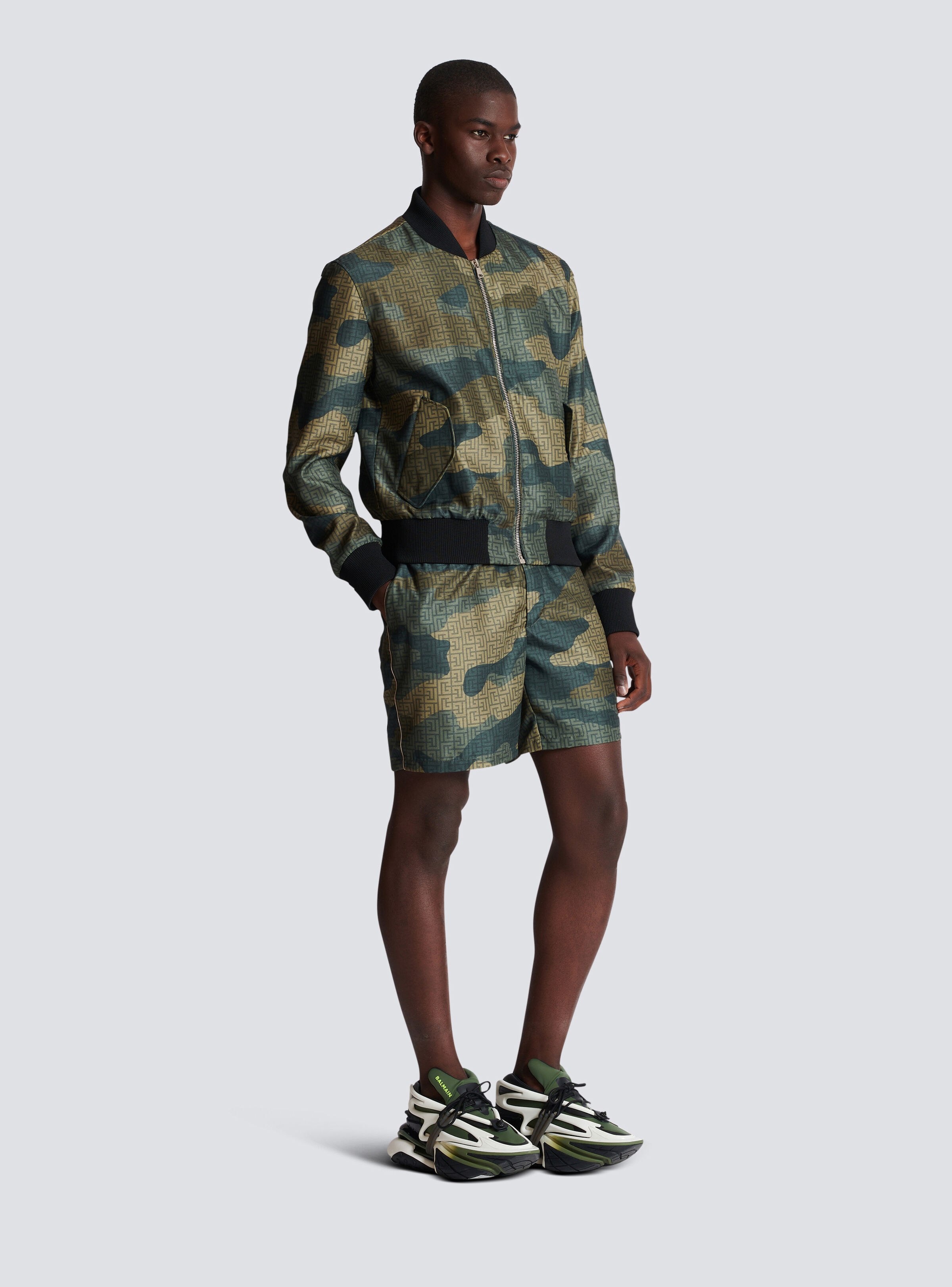 Camouflage monogrammed Shantung bomber jacket - 3