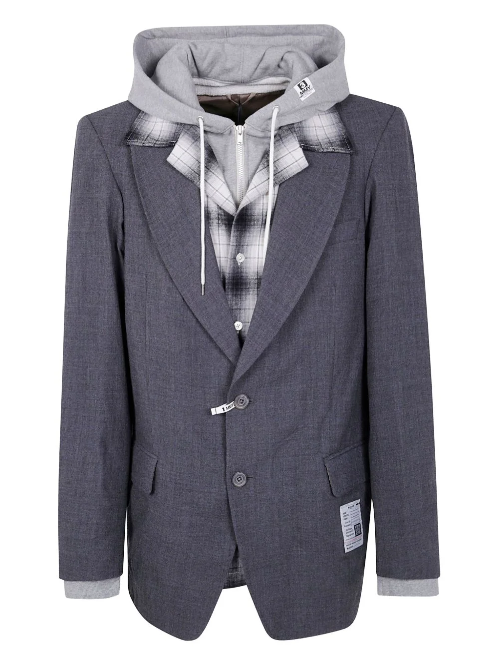 hooded layered blazer - 1