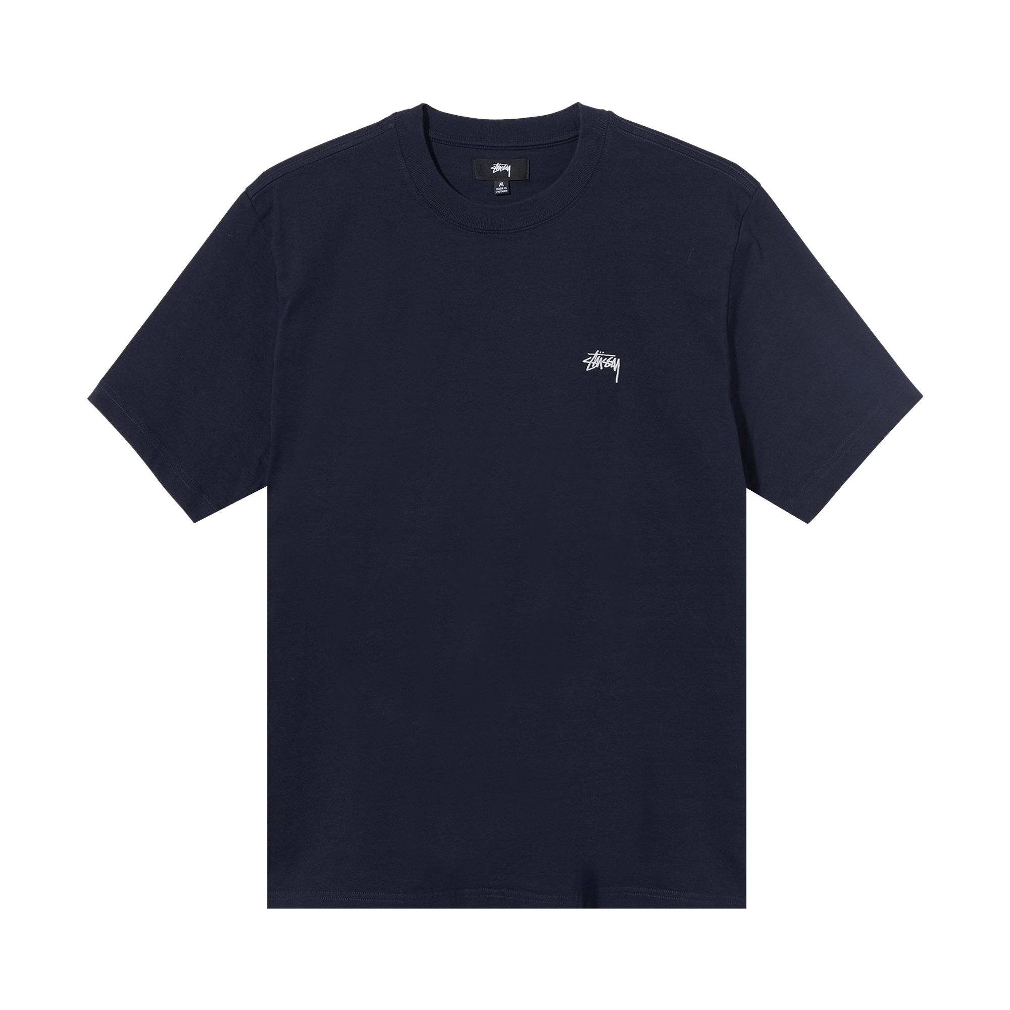 Stussy Stock Logo Short-Sleeve Crew 'Navy' - 1