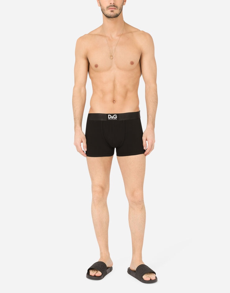 Two-way stretch cotton boxers with D&G patch - 2