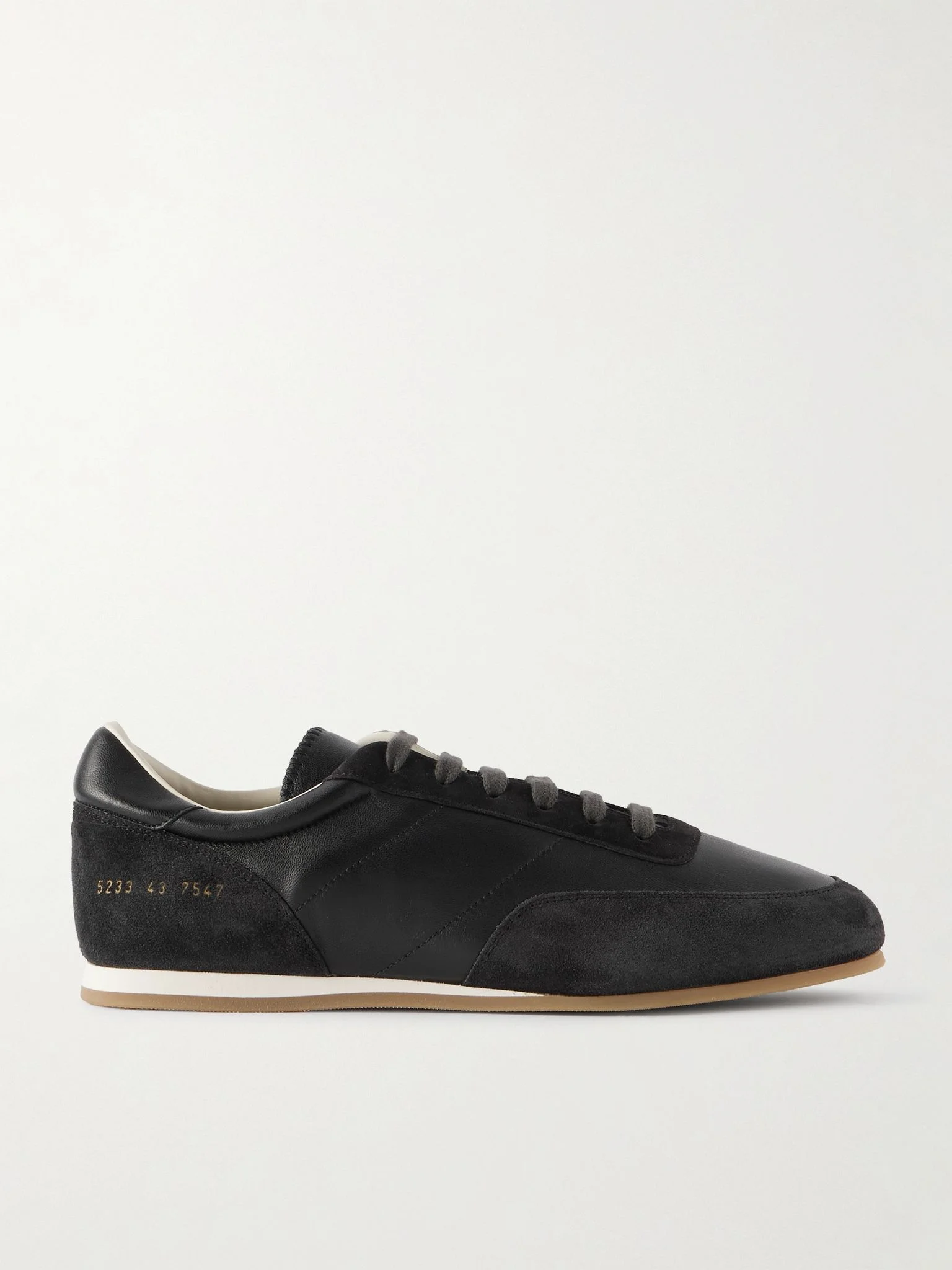 Minimal Runner Suede-Trimmed Leather Sneakers Black - 1