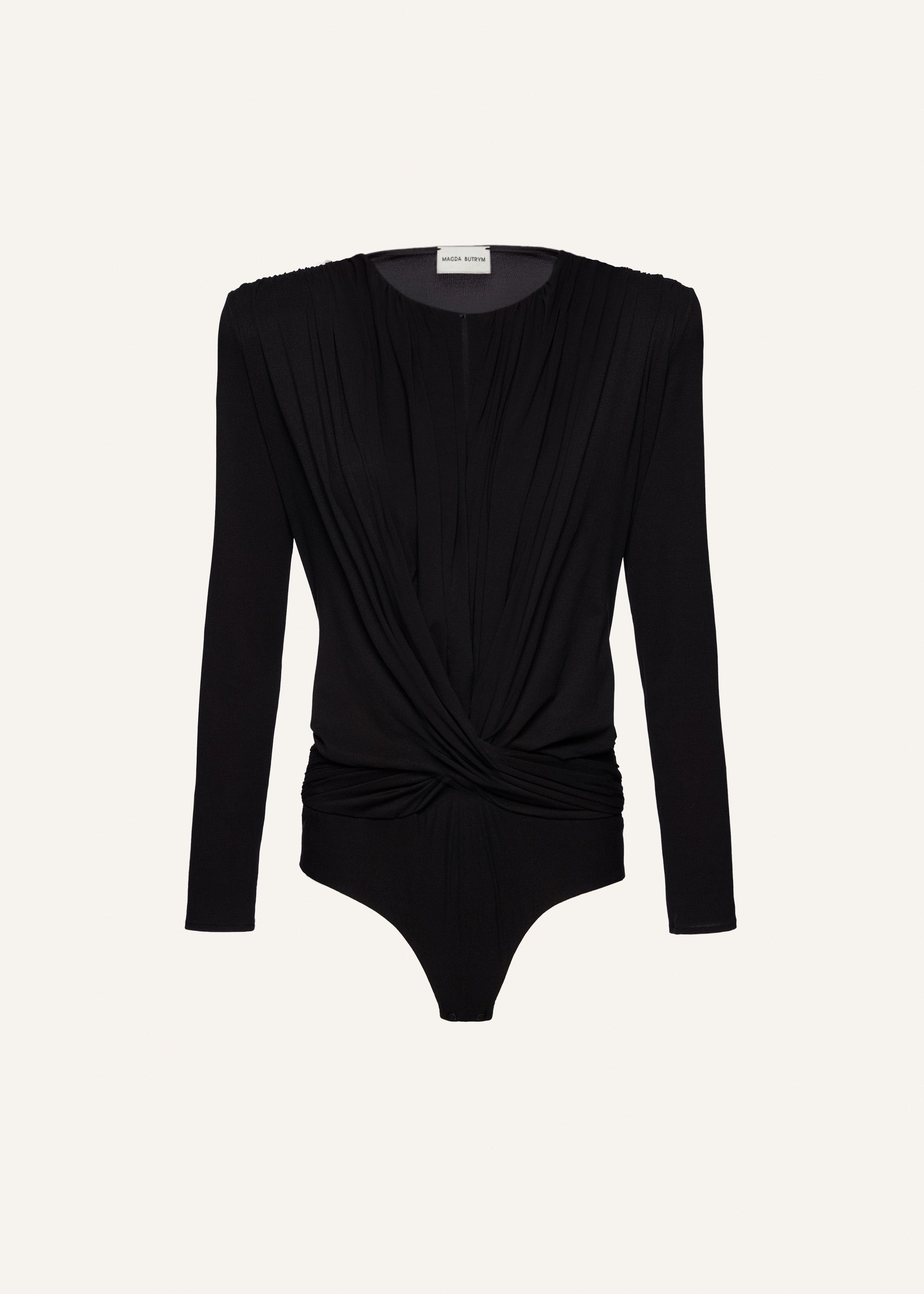 Draped bodysuit in black - 1