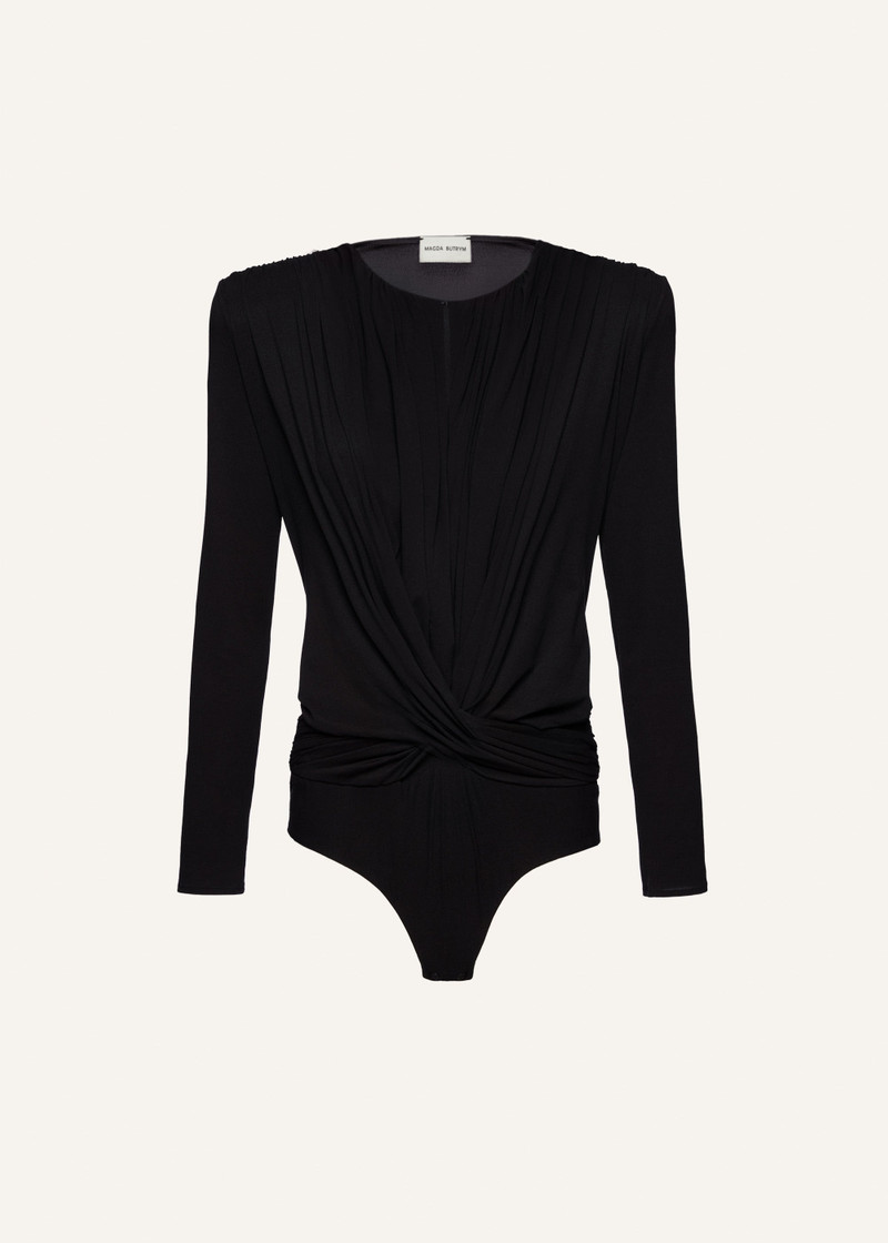 Draped bodysuit in black 1