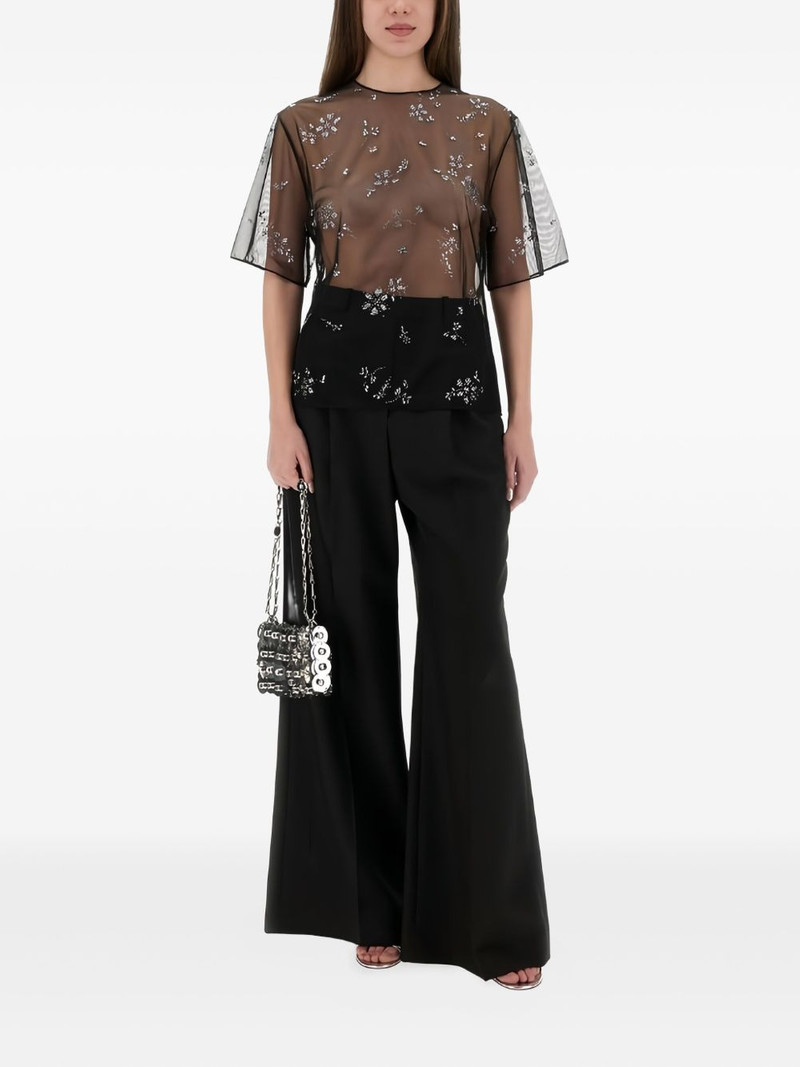 rabanne crystal-embellished sheer top outlook