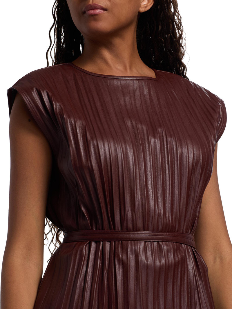 Women's Lyra Pleated Faux Leather Top - Oxblood 6