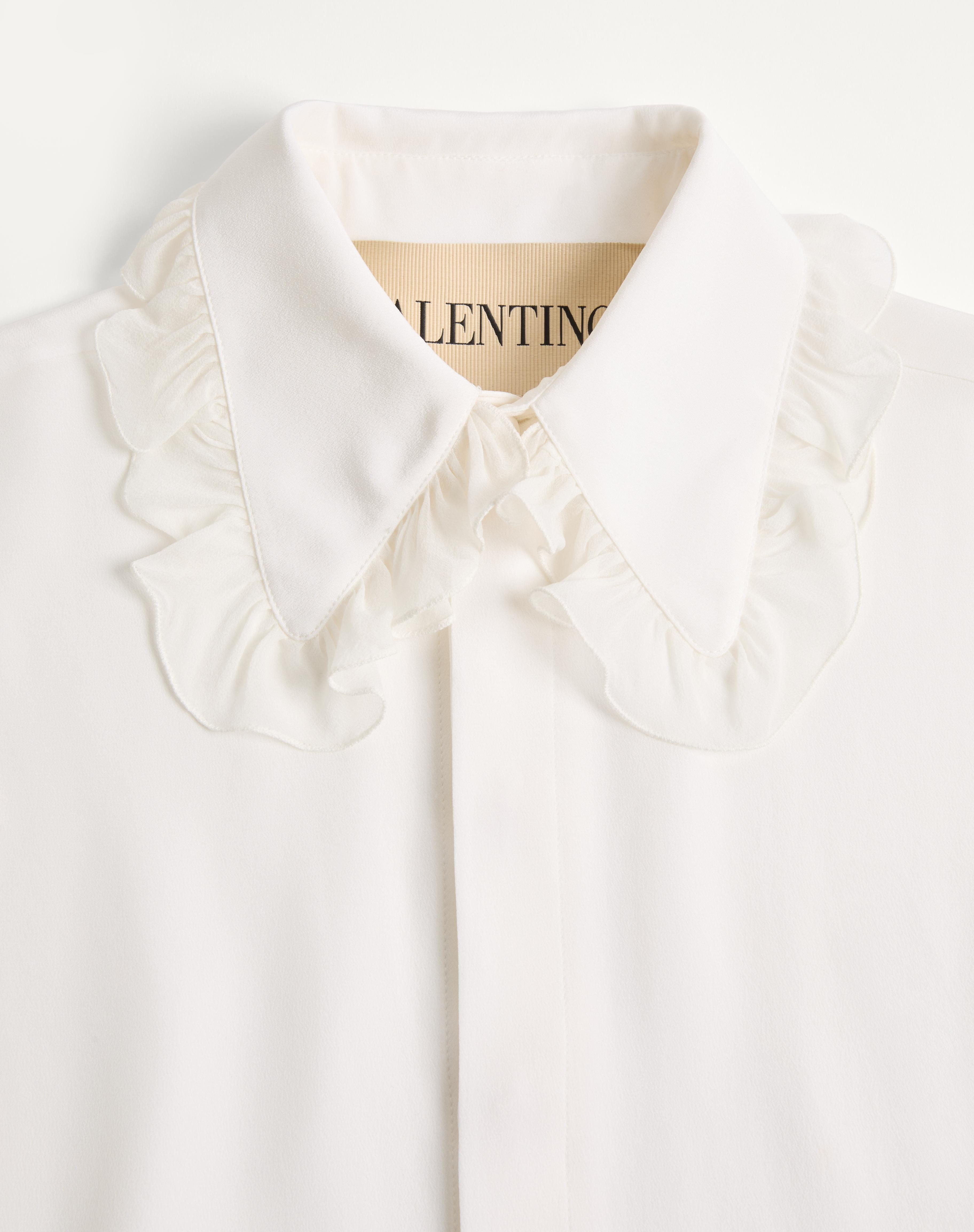 VALENTINO CREPE DE CHINE SILK SHIRT WITH RUFFLES - 8