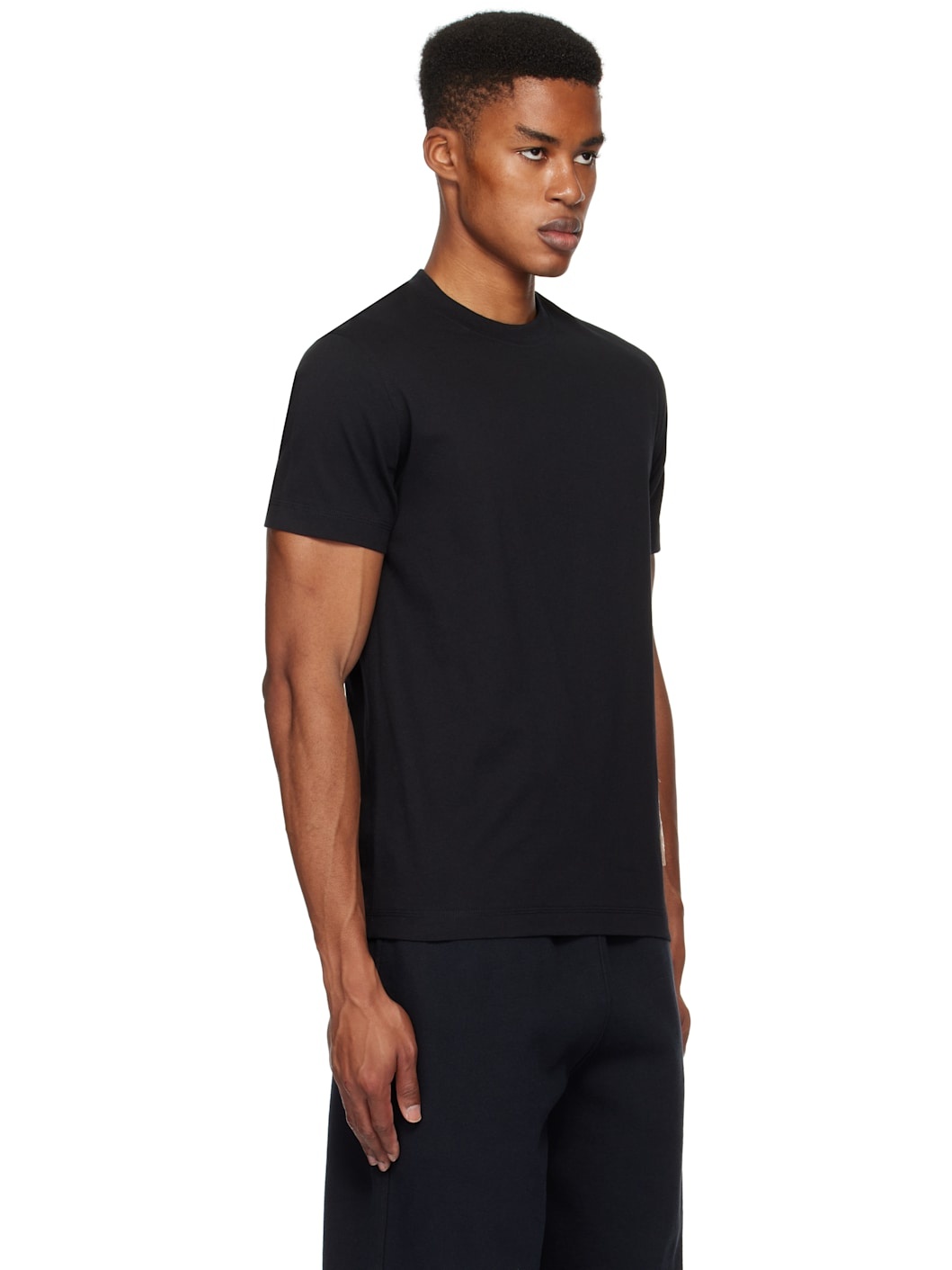 Black Check Label Cotton T-shirt - 2