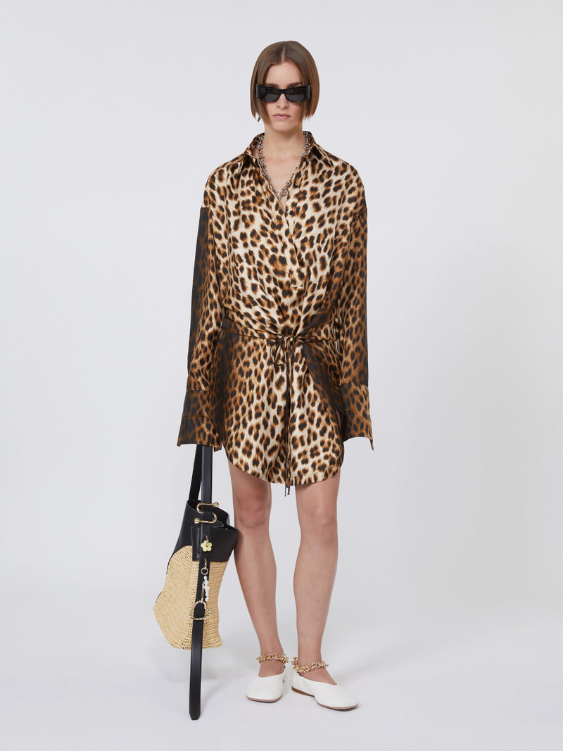 Sportmax CINEMA Silk twill criss-cross shirt dress - CAMEL outlook