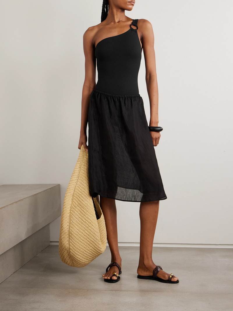 MATTEAU Silk And Linen-blend Midi Skirt outlook