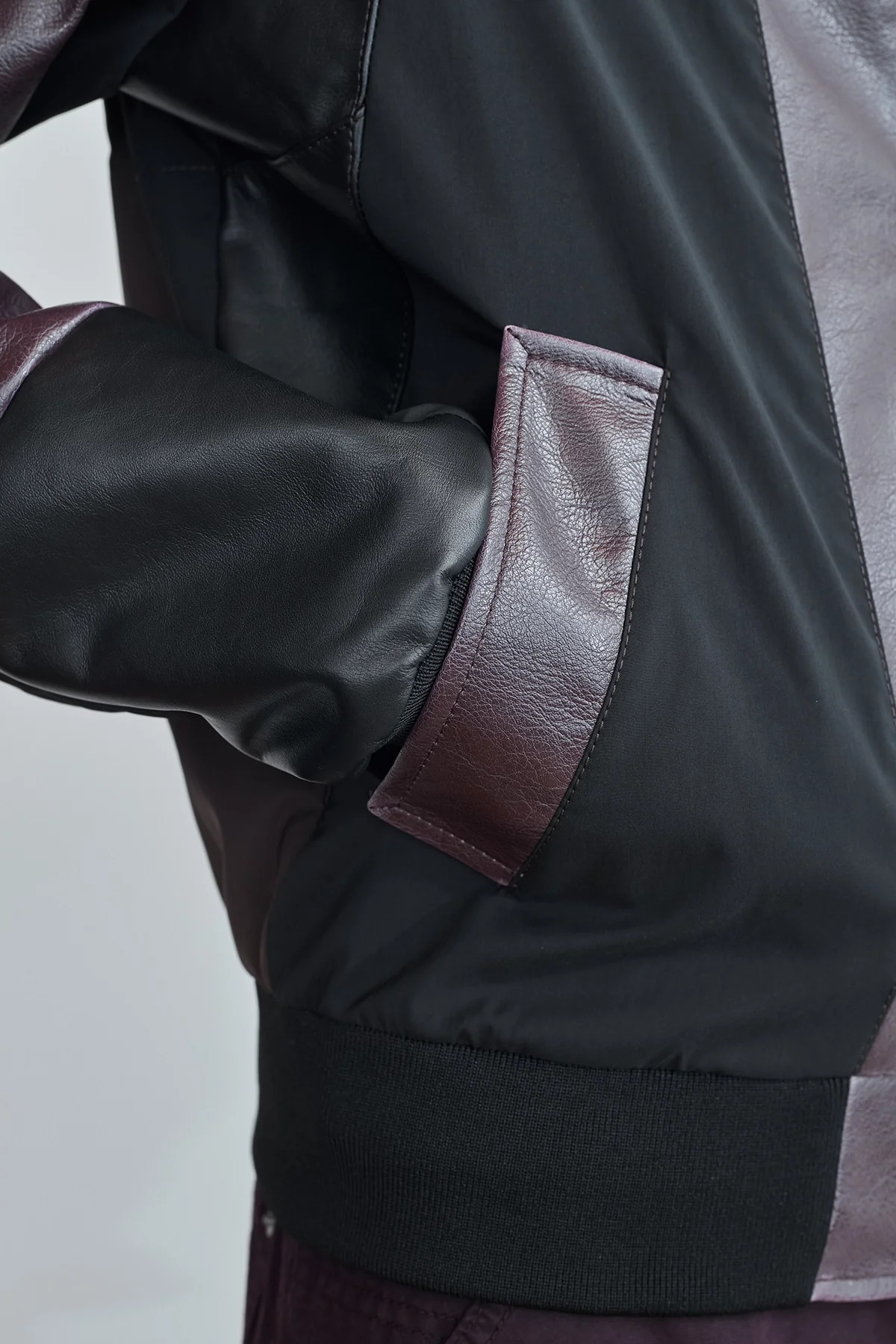 MM6 Maison Margiela Paneled Bomber Jacket Brown/Black/Burgundy - 5
