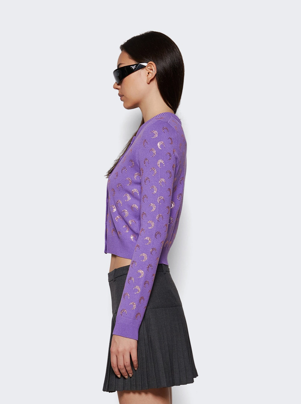 Moon Strass Knit Fitted Cardigan Lavender - 3