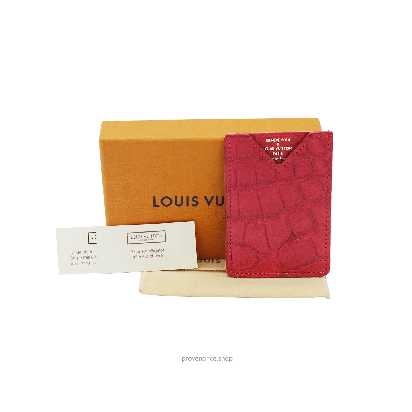 Louis Vuitton Genève Card Holder Wallet - Red Alligator Leather - 1