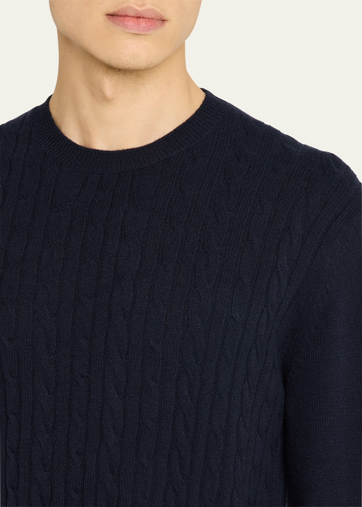 Men's Lenno Cashmere Cable Crewneck Sweater - 5