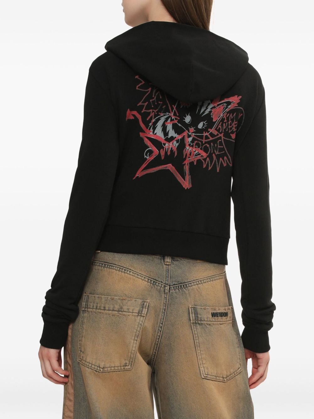 star-print zip-up hoodie - 4