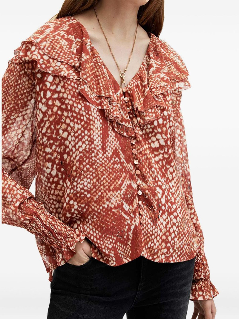 Phoebe ruffle-detail snake-print top 4