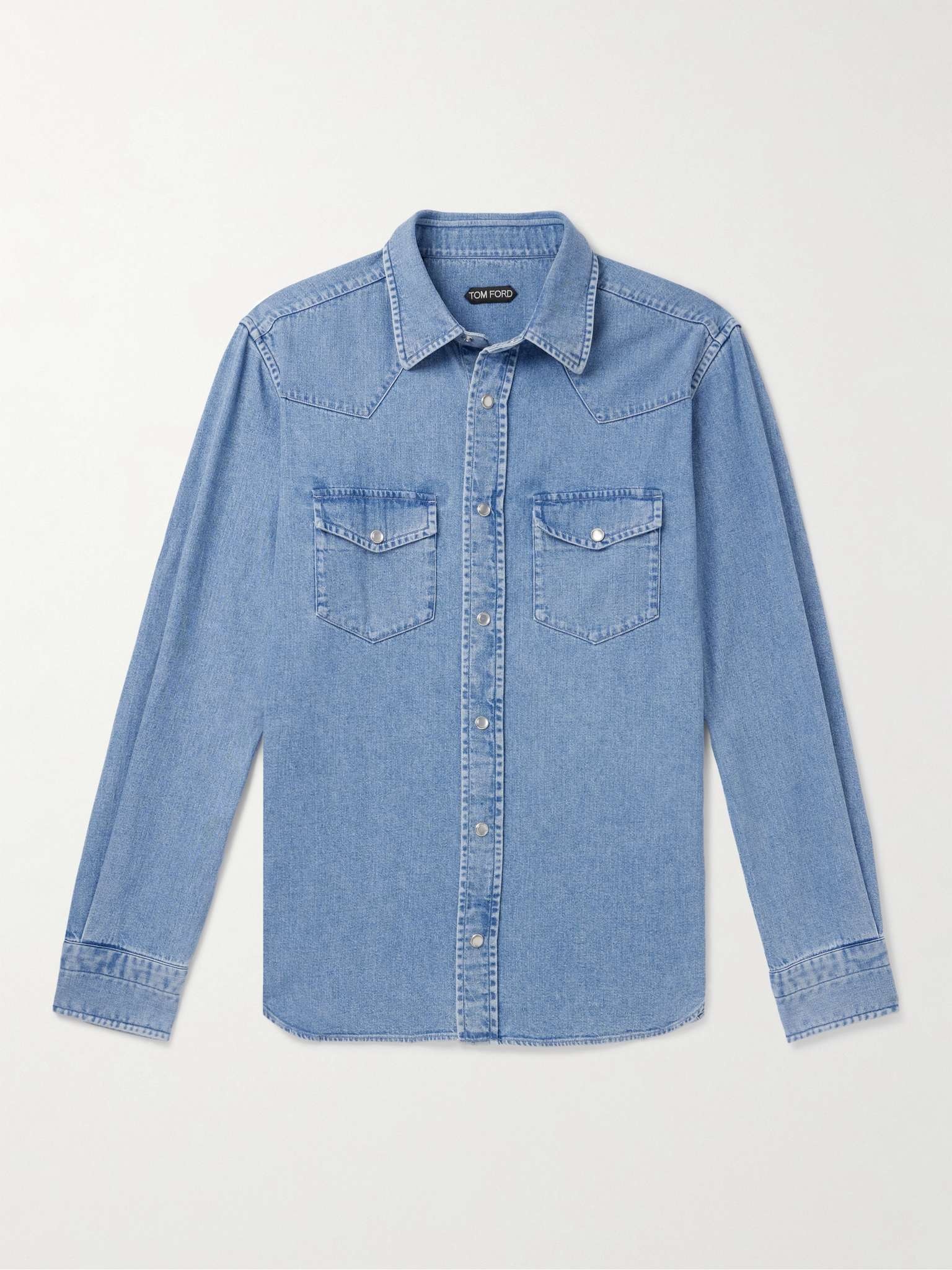 Slim-Fit Denim Western Shirt - 1