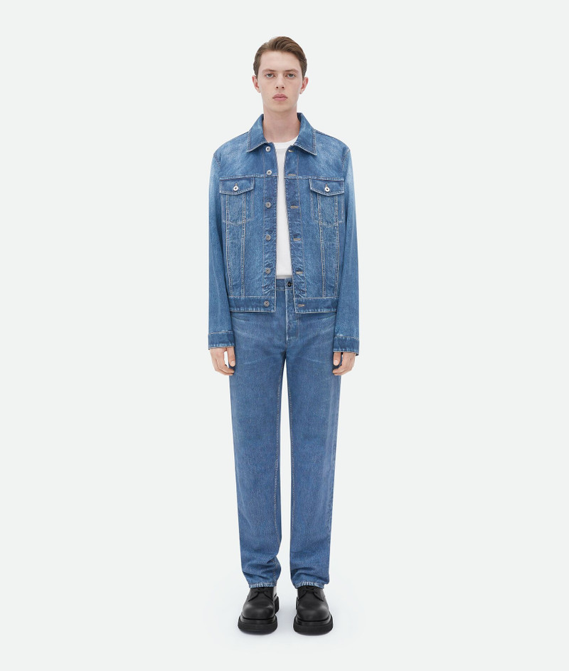 Printed Leather Denim Jacket 1