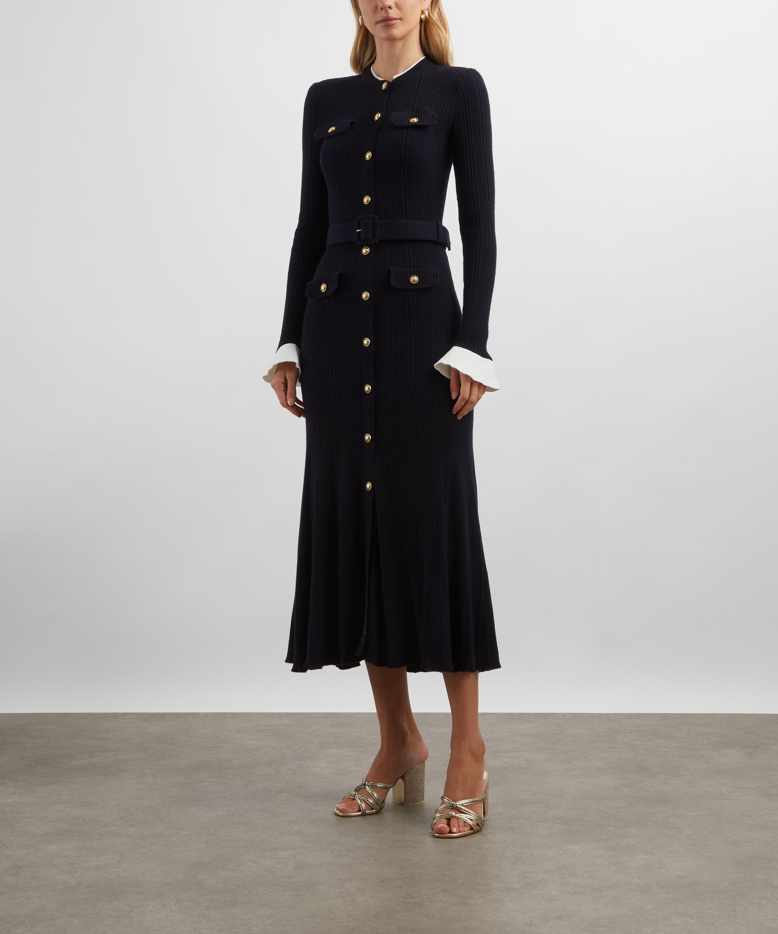Navy Viscose Knit Midi Dress - 3