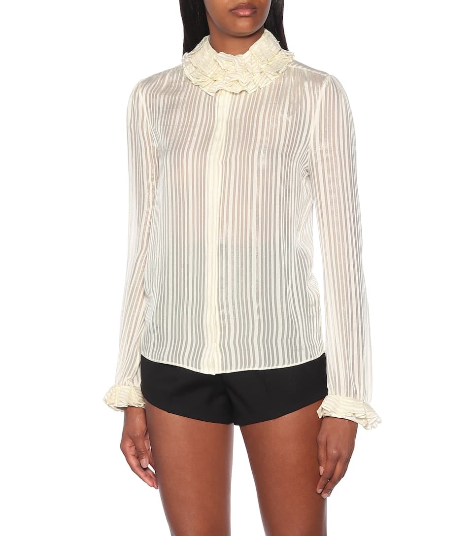 Striped lamé silk-blend top - 5