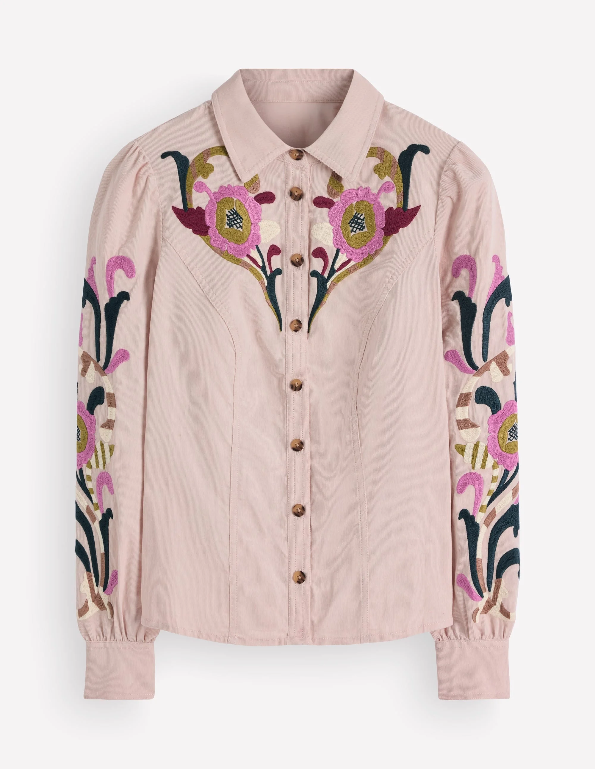 Sky Cord Shirt-Almond Milk, Embroidered - 1