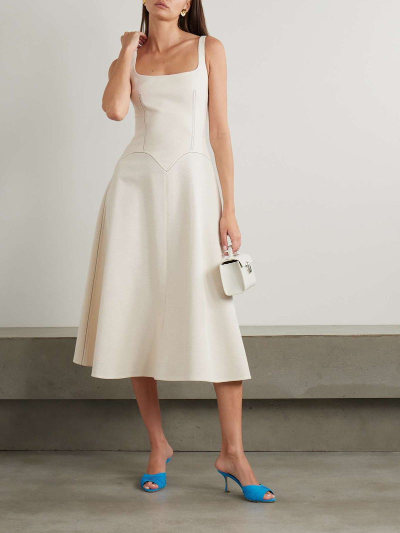 EMILIA WICKSTEAD Esha topstitched cotton-blend midi dress outlook