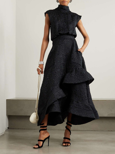 MATICEVSKI Arresting asymmetric ruffled cloqué turtleneck midi dress outlook