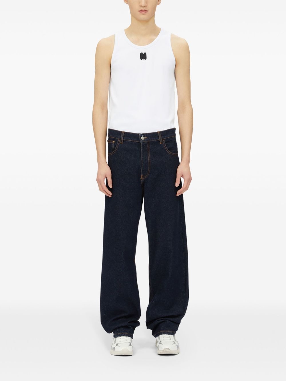 logo-patch cotton jeans - 2