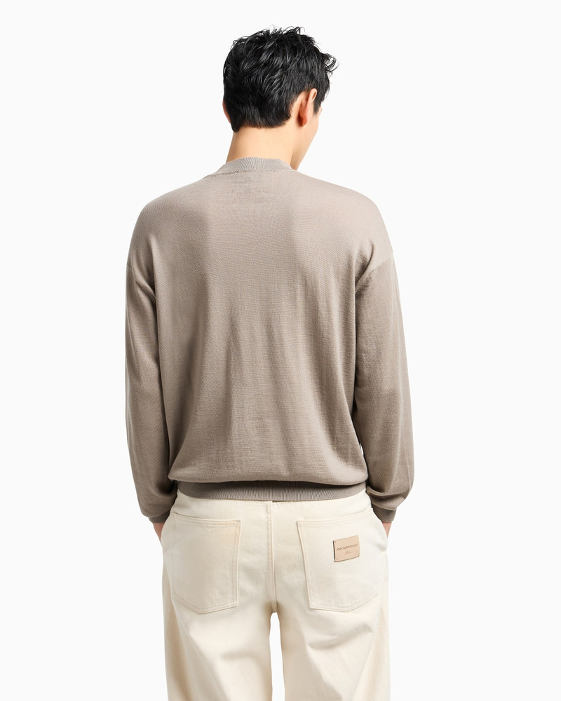 VIRGIN-WOOL PLAIN-KNIT JUMPER WITH ITALIC LOGO EMBROIDERY 3