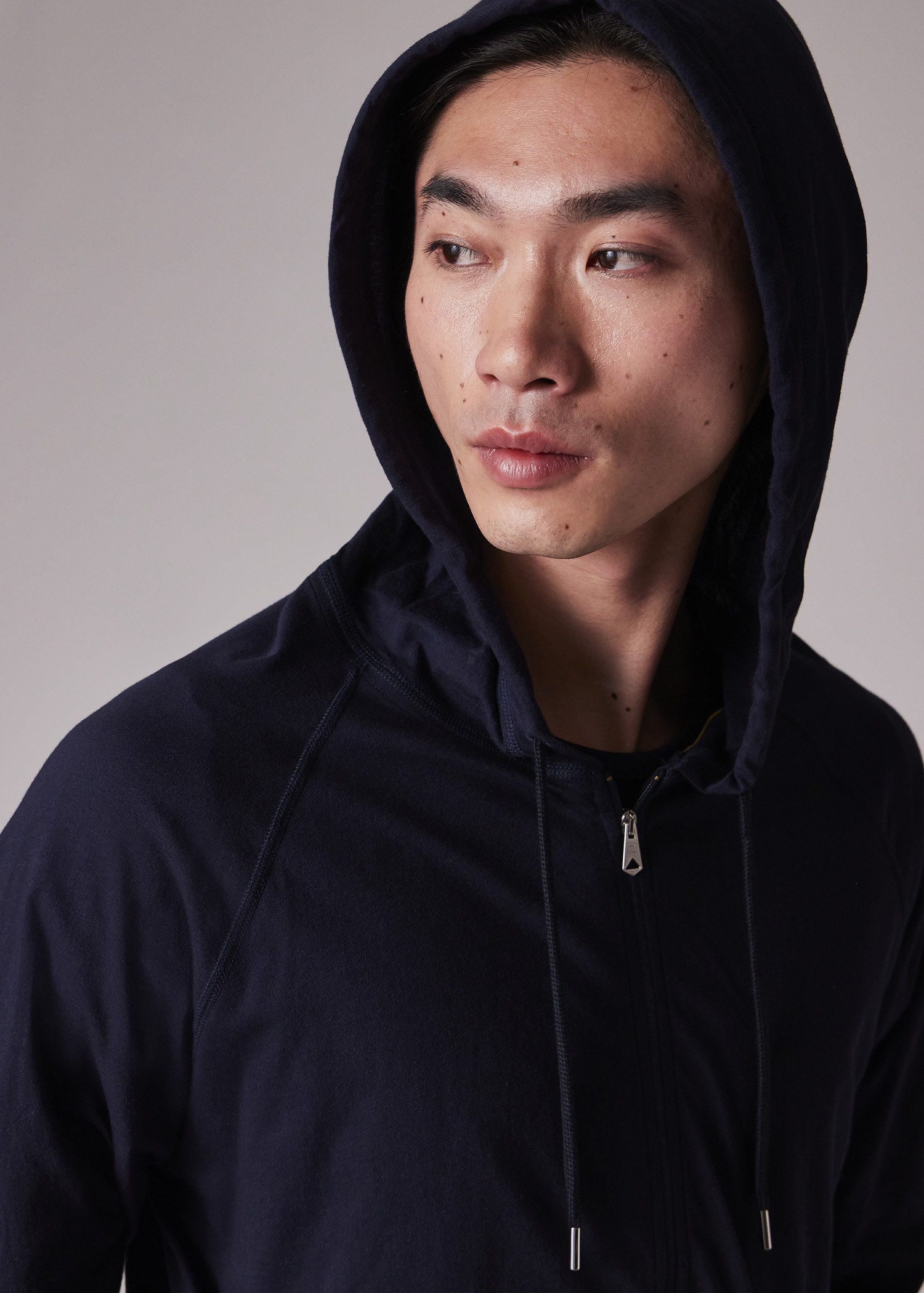 Navy Jersey Cotton Zip Lounge Hoodie - 6