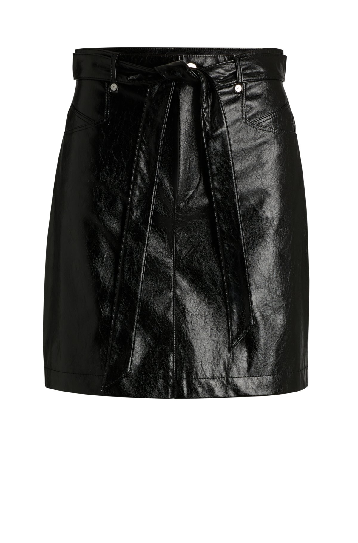 BELTED MINI SKIRT IN FAUX LEATHER - 1