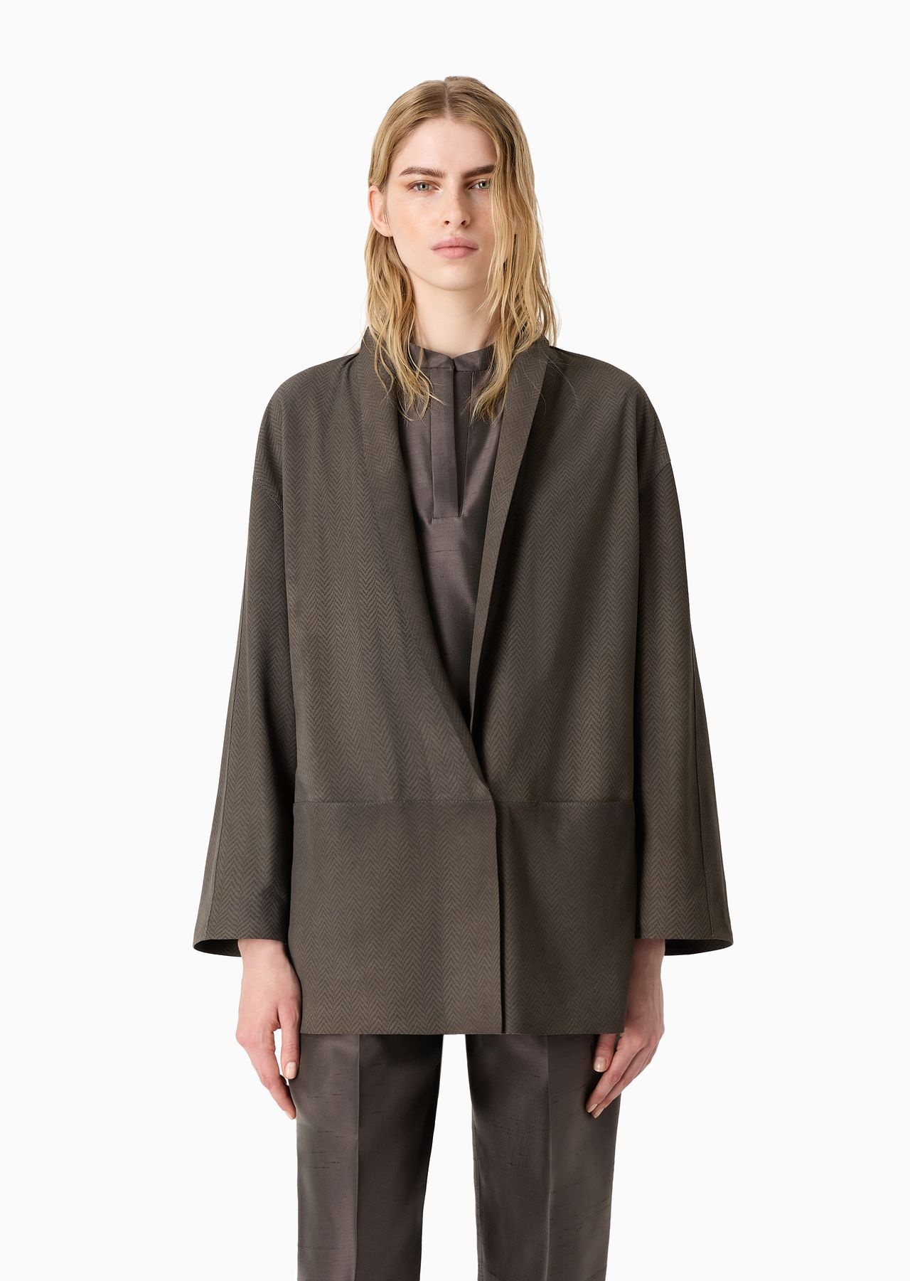 Single-breasted jacket in chevron-print suede - 2