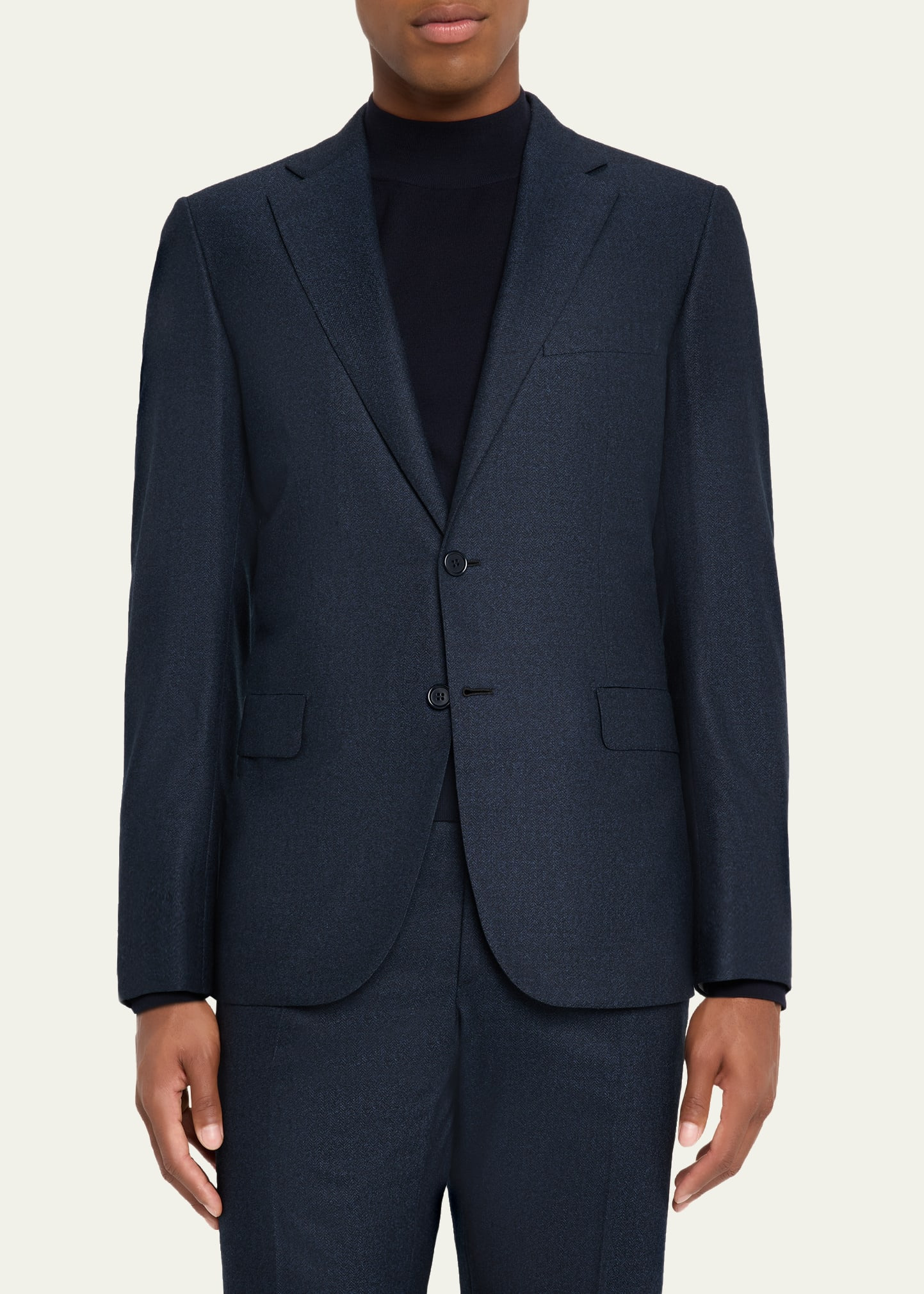 Men's Herringbone Wool Classic Fit Two-Piece Suit - 4
