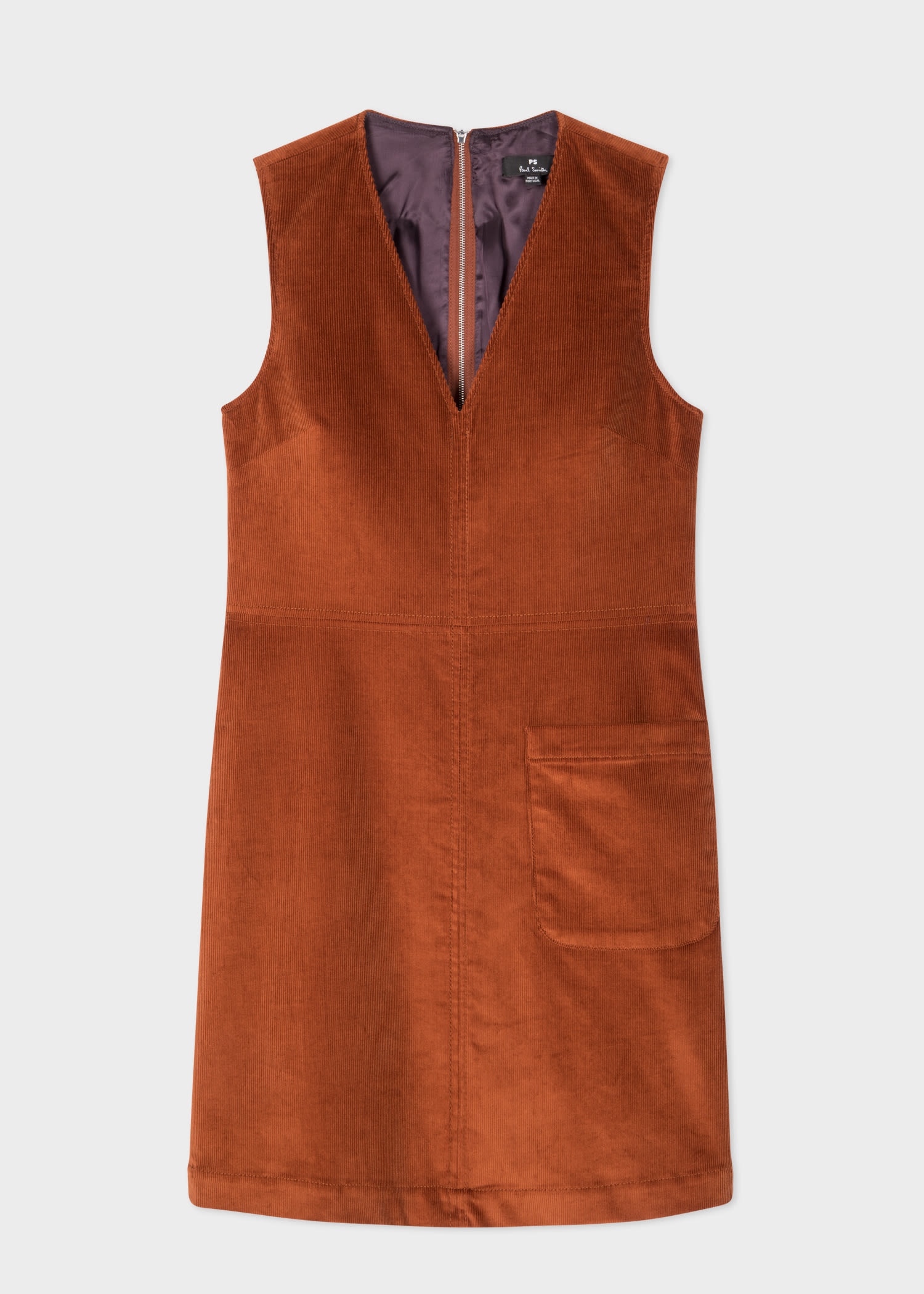 Corduroy V-Neck Dress - 1