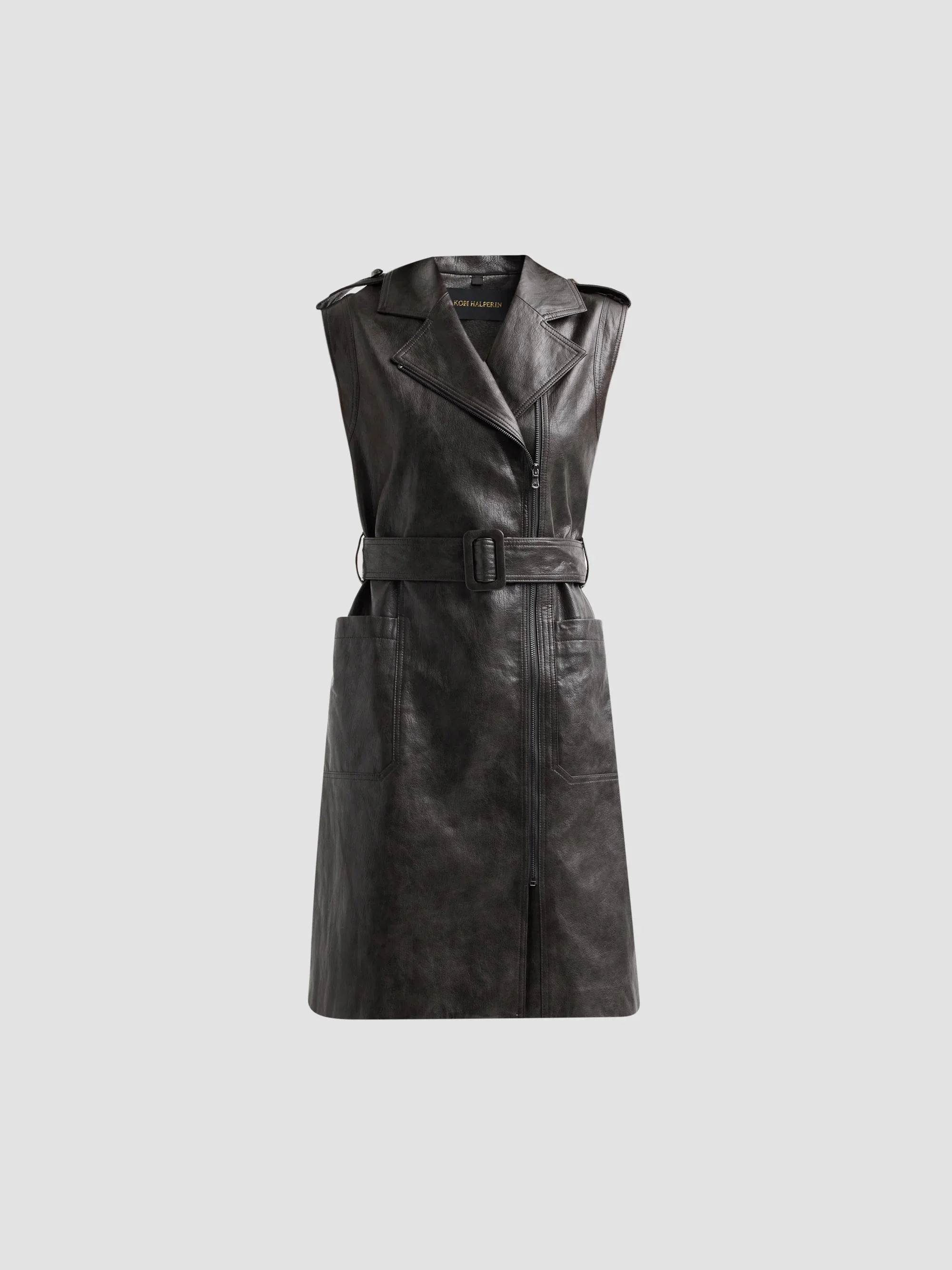 Women's Alexis Faux-Leather Trench Dress - Carbon - 1