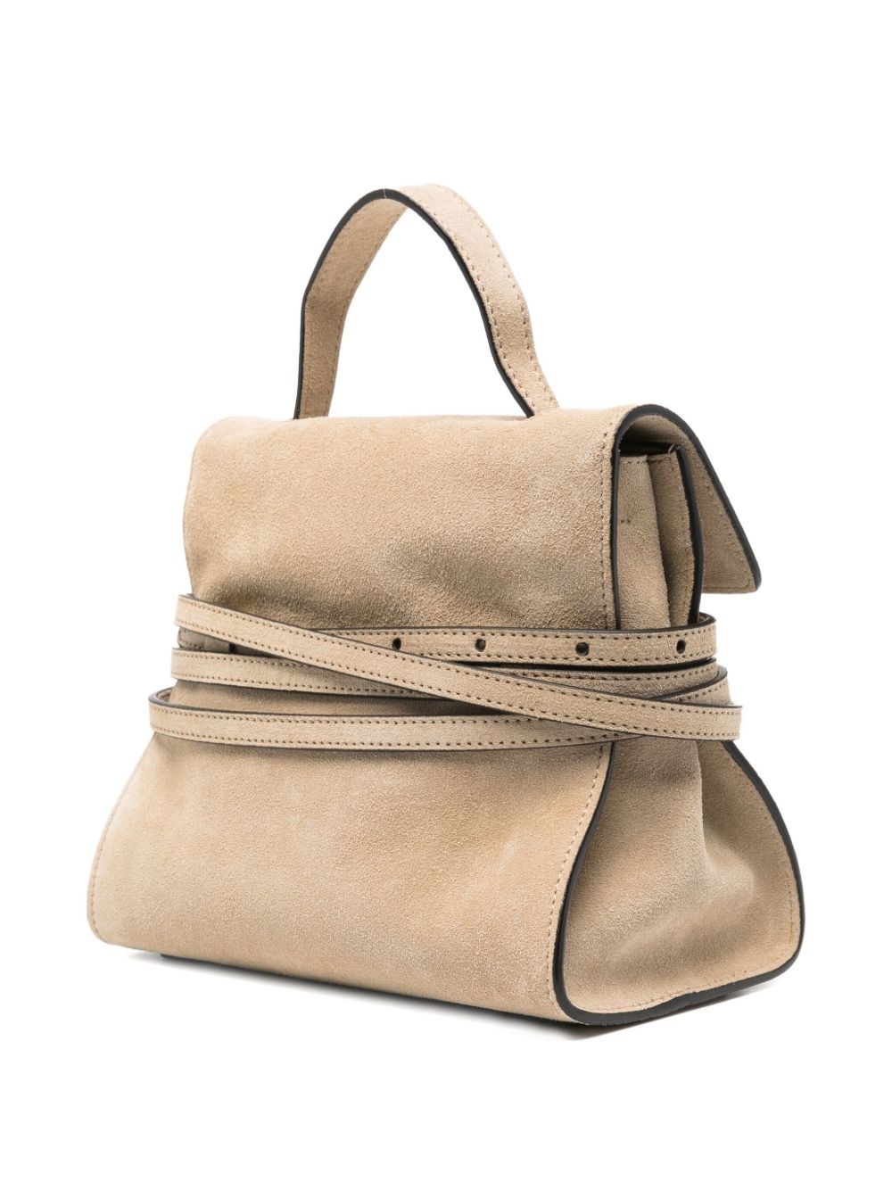 small Tie Me flap-closure suede tote bag - 3