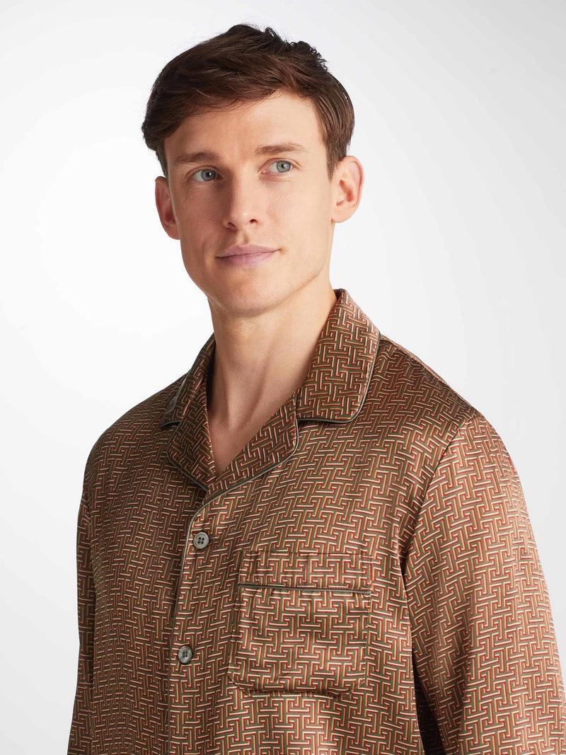 Men's Pajamas Brindisi 109 Silk Satin Green 4