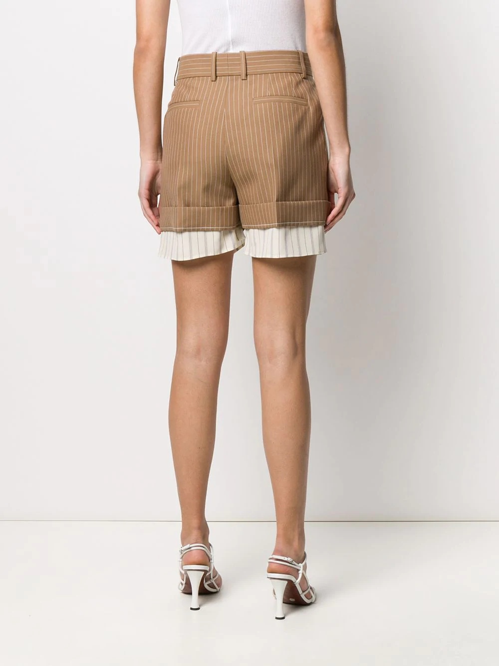 high-waisted pinstriped shorts - 4