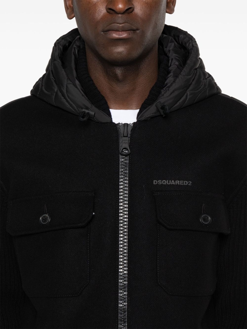 contrast-panel hooded jacket - 5
