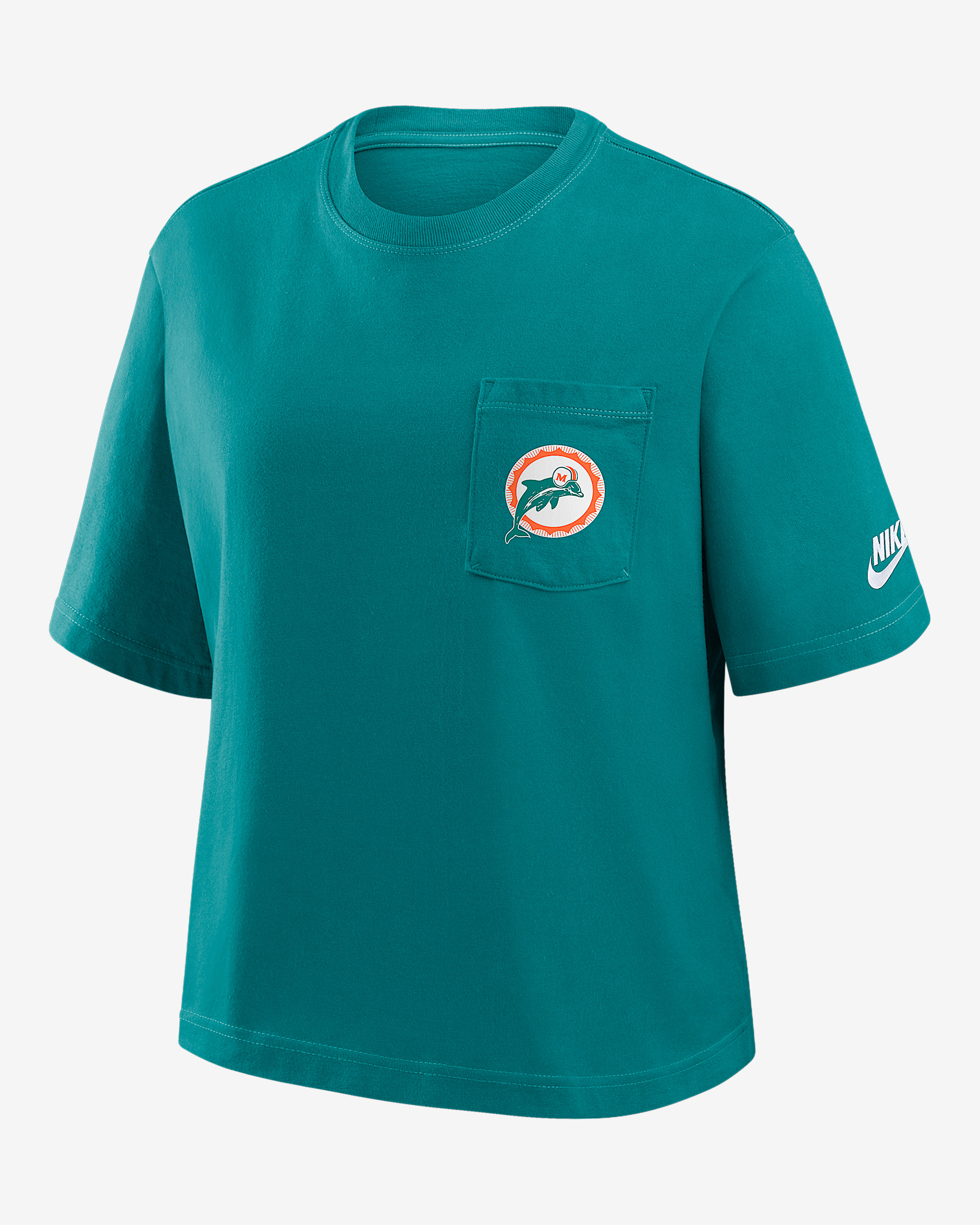 Miami Dolphins Rewind Pocket Boxy Women's Nike NFL T-Shirt - 1